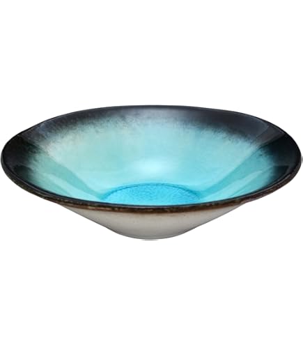 Amazon.co.jp: 骨董市y古瀬戸灰釉黄瀬戸大皿大鉢メダカ鉢美濃焼38cm